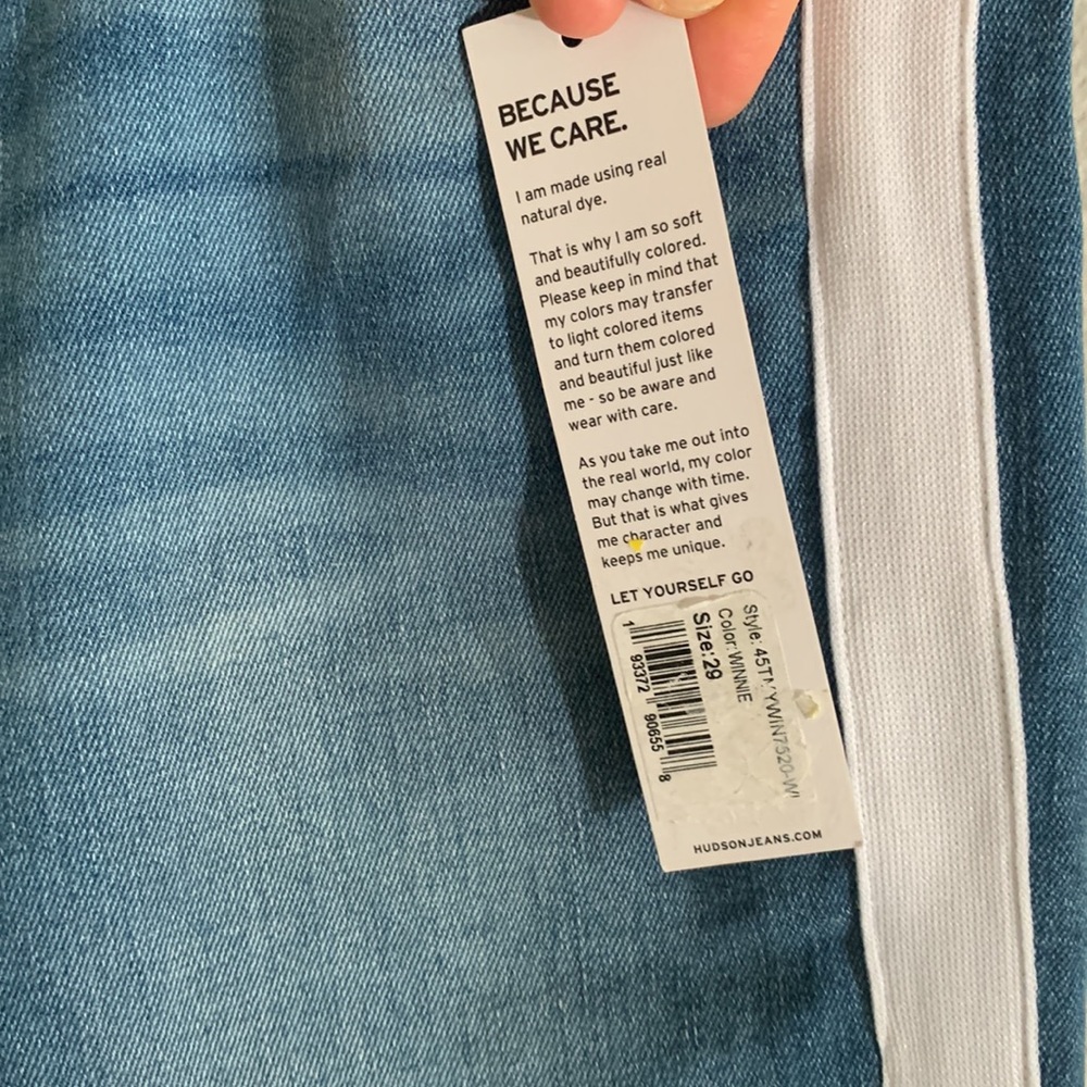Hudson Jeans Blue Skinny Jeans with White Stripe - Picture 6 of 9